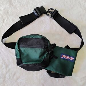 Vintage 90s JanSport Fanny Pack Water Bottle Holder USA Hip Bag Green Hiking EUC